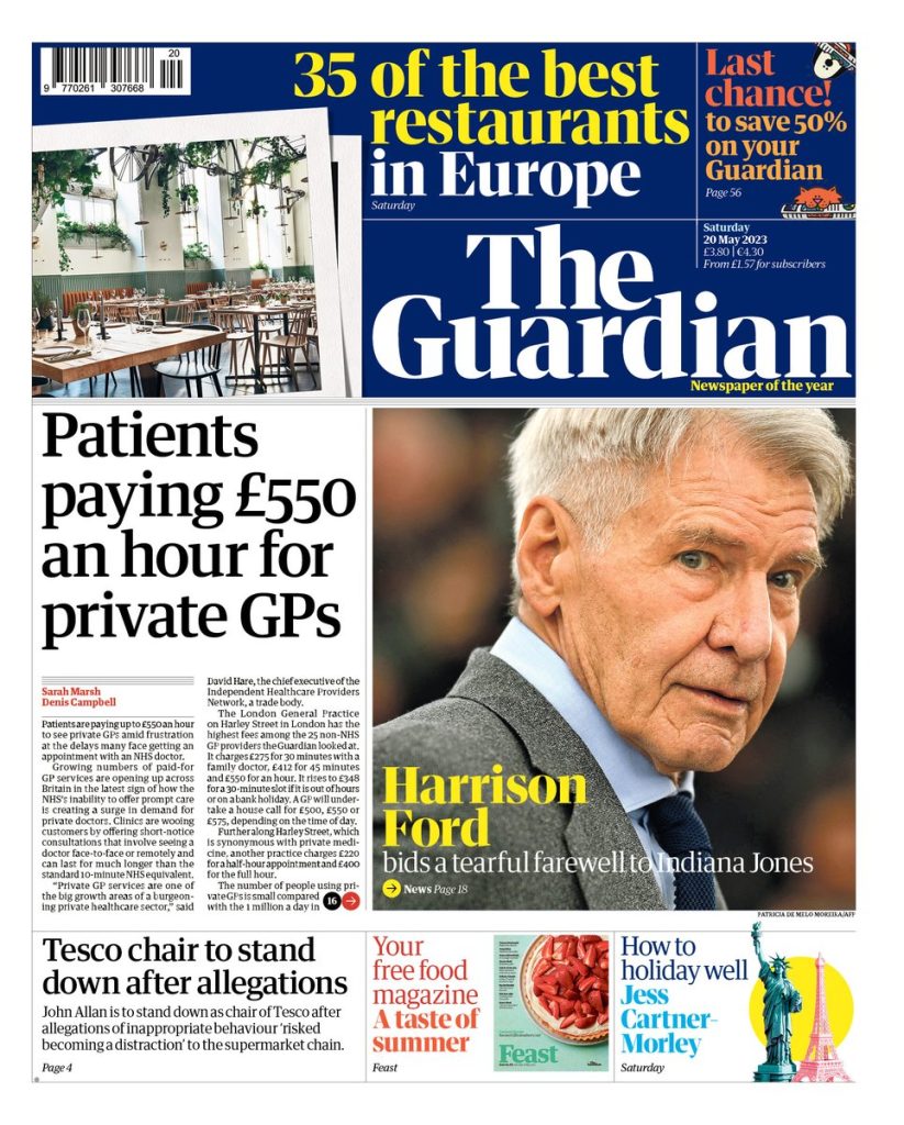 Guardian Front Page 20th Of May 2023 Tomorrows Papers Today 7882