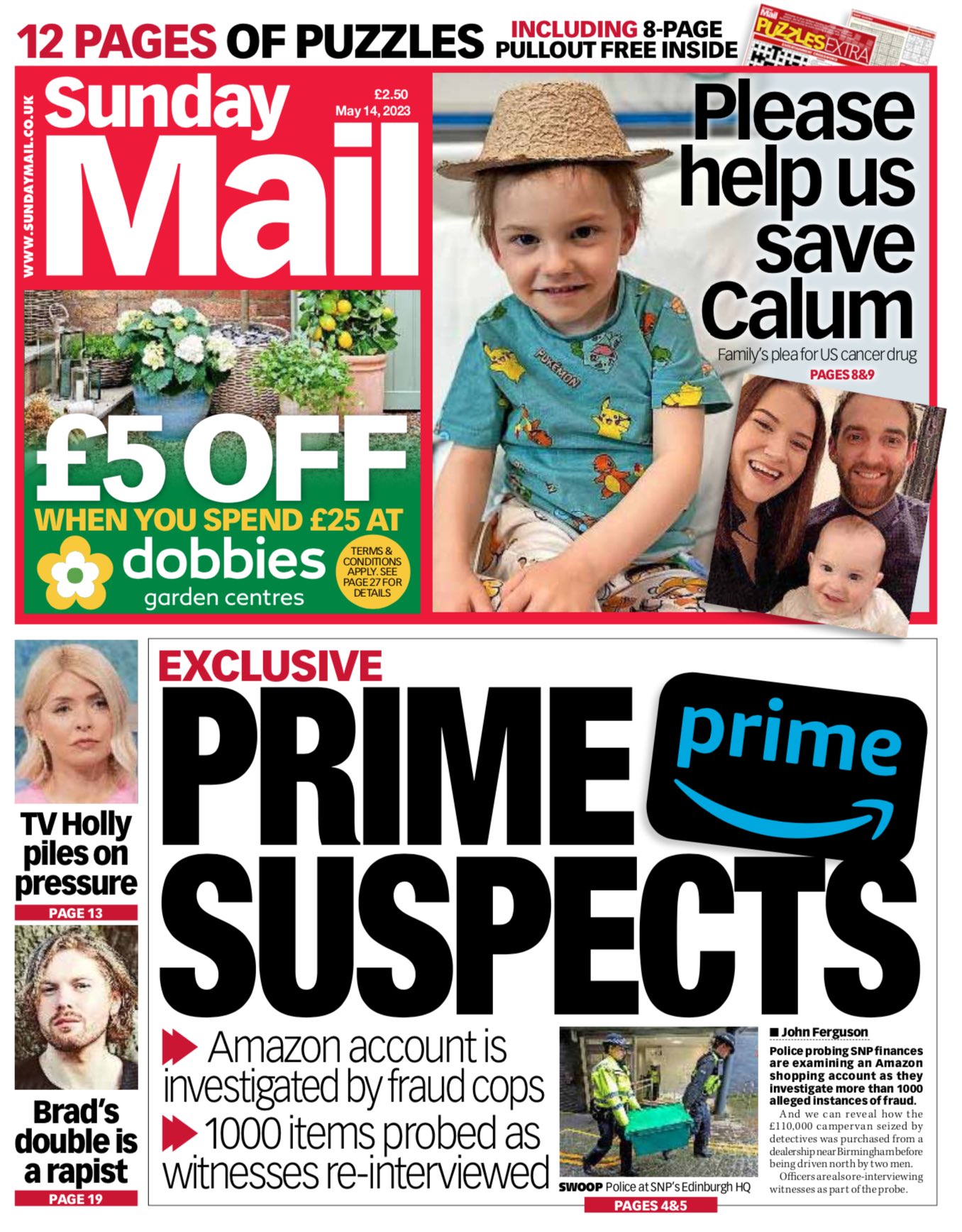 Sunday Mail Front Page 14th Of May 2023 Tomorrow S Papers Today