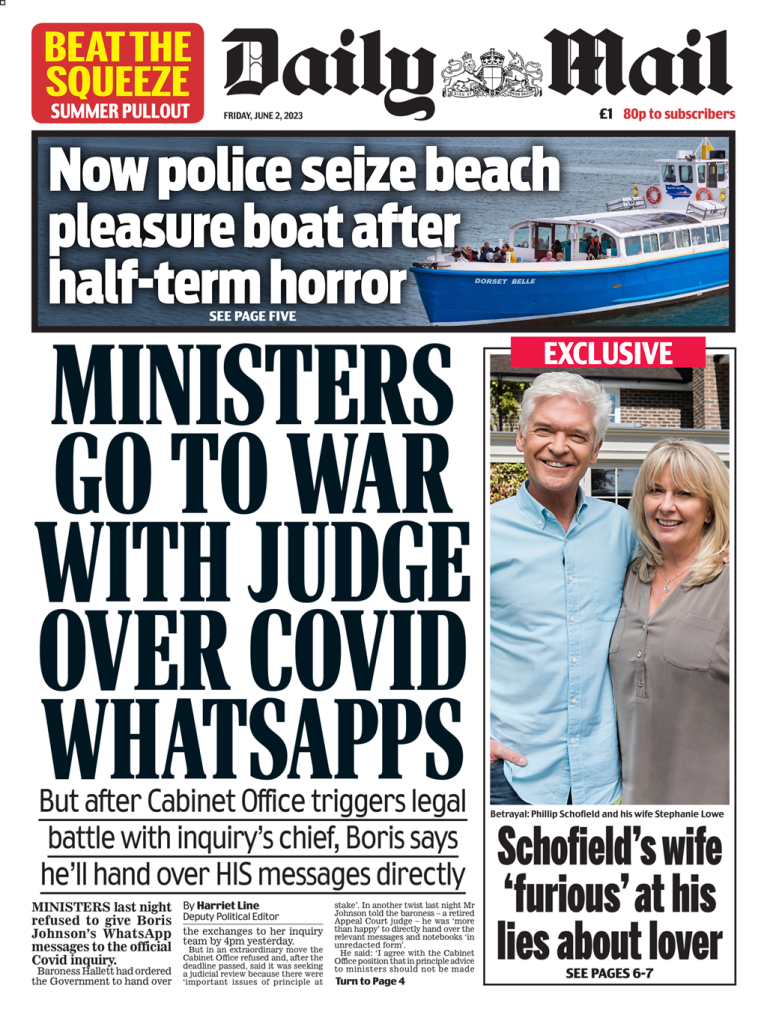 Daily Mail Front Page 2nd of June 2023 Tomorrow's Papers Today!