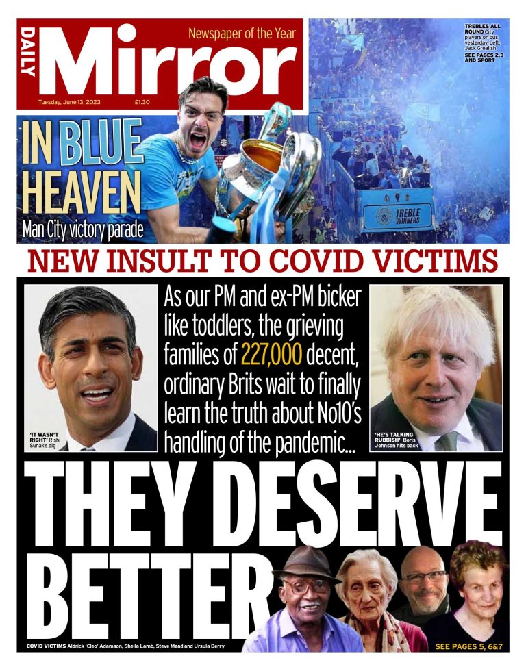 Daily Mirror Front Page 13th Of June 2023 Tomorrows Papers Today 6338