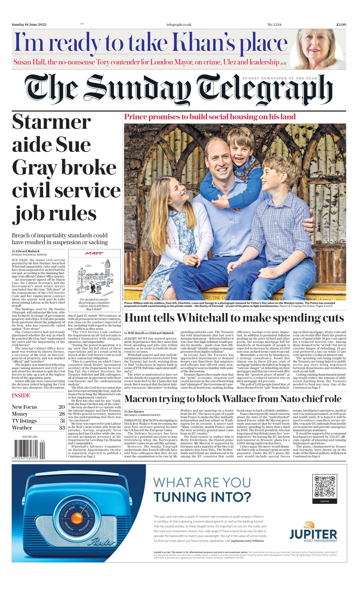 Sunday Telegraph Front Page 18th of June 2023 - Tomorrow's Papers Today!