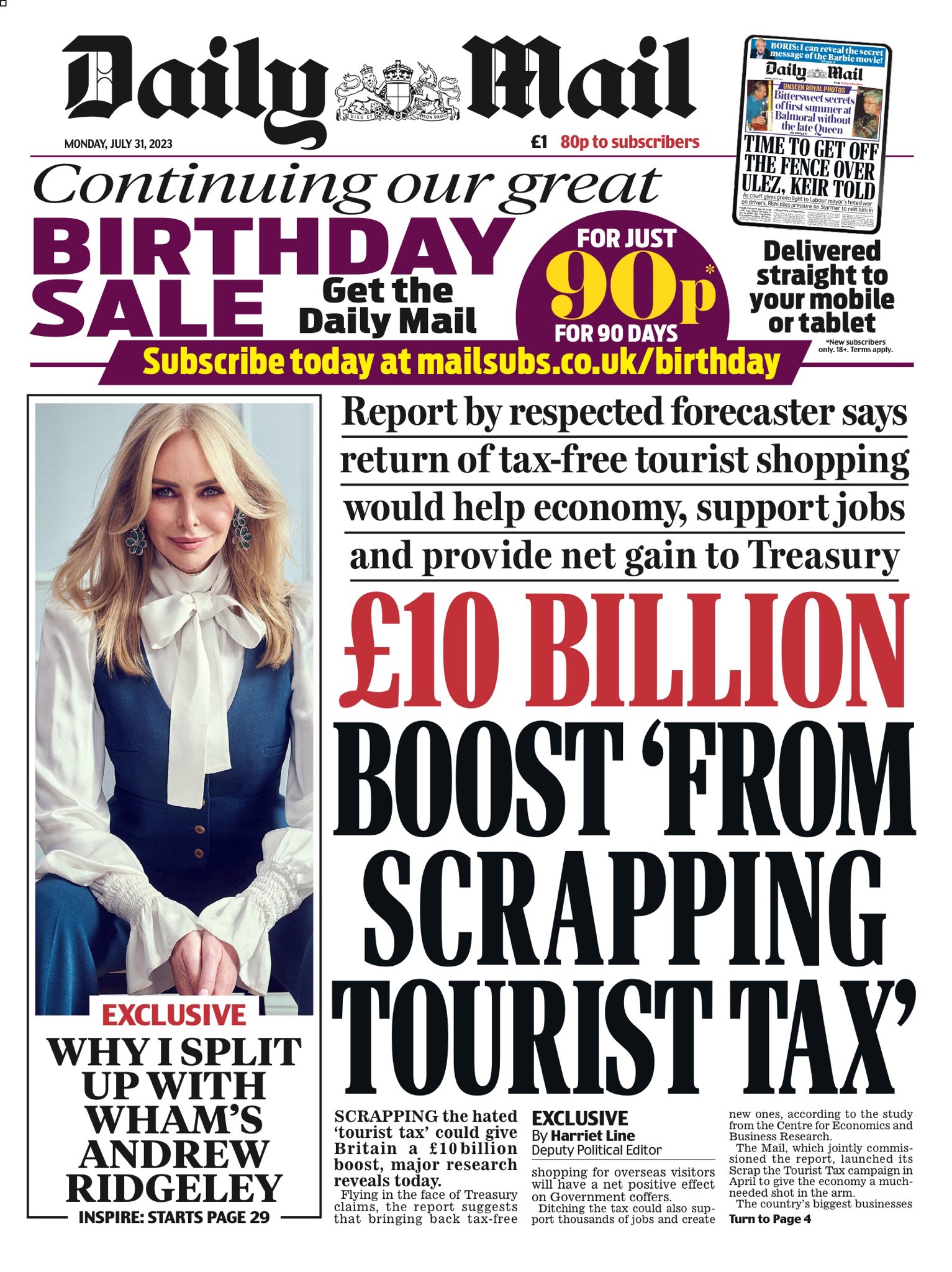 Daily Mail Front Page 31st Of July 2023 Tomorrow S Papers Today