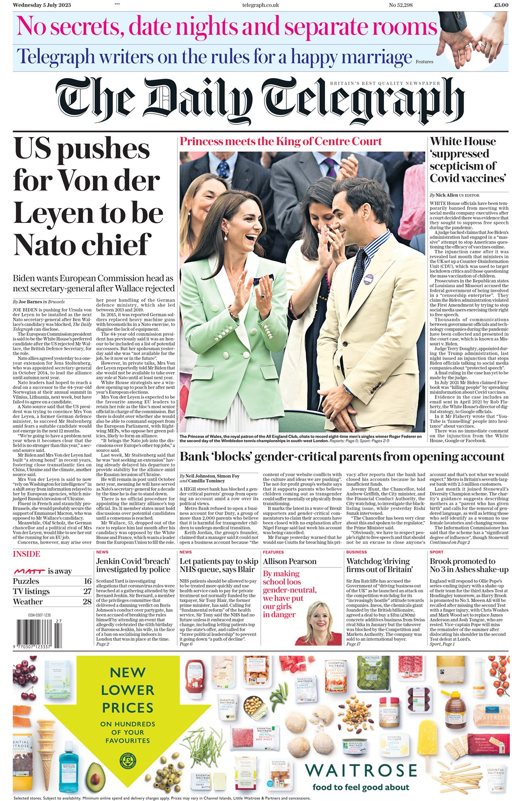 Daily Telegraph Front Page 5th Of July 2023 Tomorrows Papers Today 2110