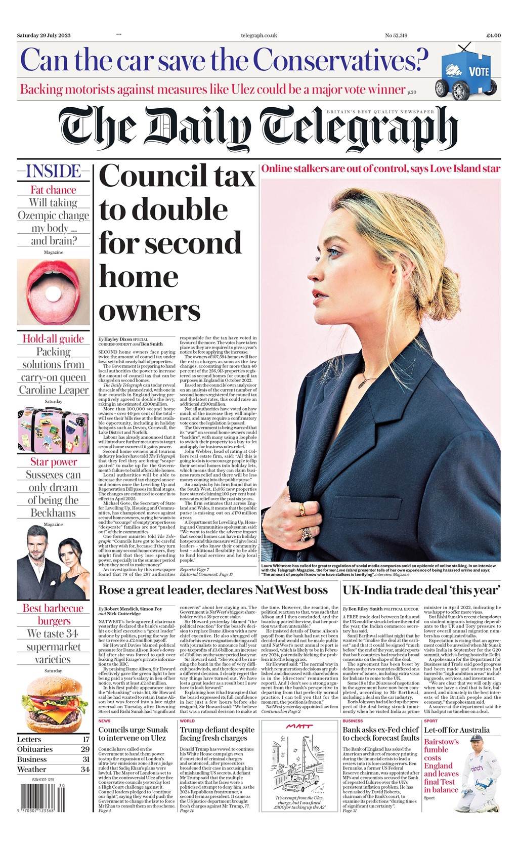 Daily Telegraph Front Page 29th Of July 2023 Tomorrows Papers Today 6321