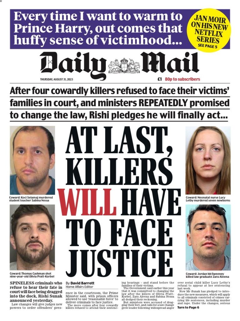 Daily Mail Front Page 31st of August 2023 Tomorrow's Papers Today!