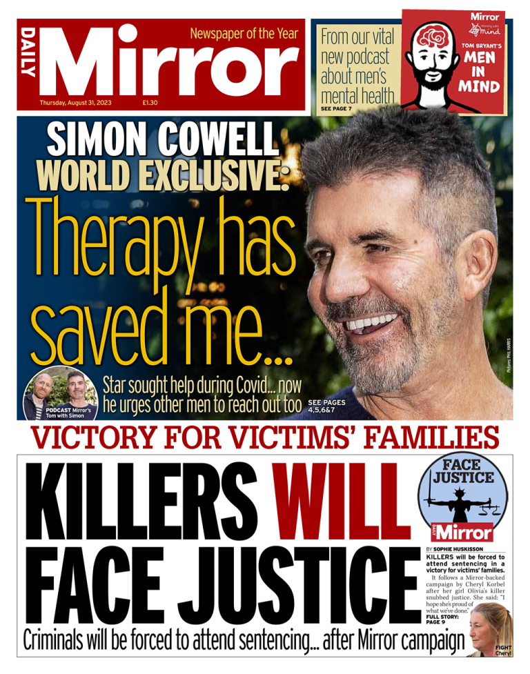 Daily Mirror Front Page 31st of August 2023 - Tomorrow's Papers Today!