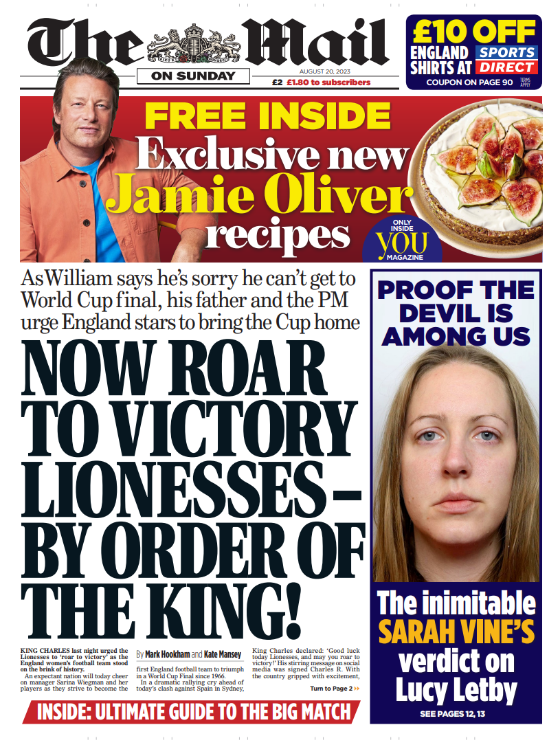 Mail On Sunday Front Page Th Of August Tomorrow S Papers Today