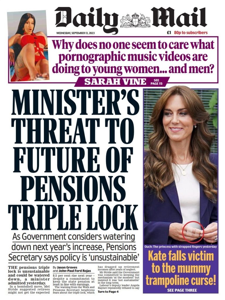 Daily Mail Front Page 13th of September 2023 Tomorrow's Papers Today!