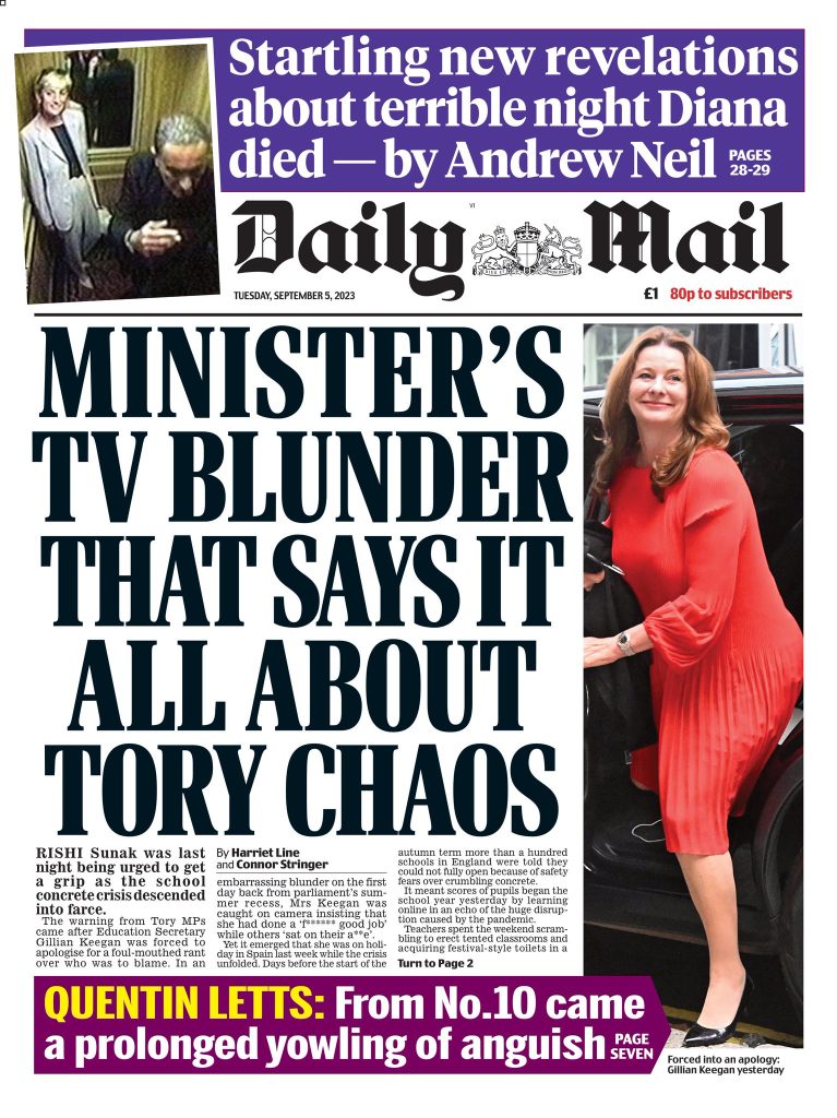 Daily Mail Front Page 5th of September 2023 Tomorrow's Papers Today!