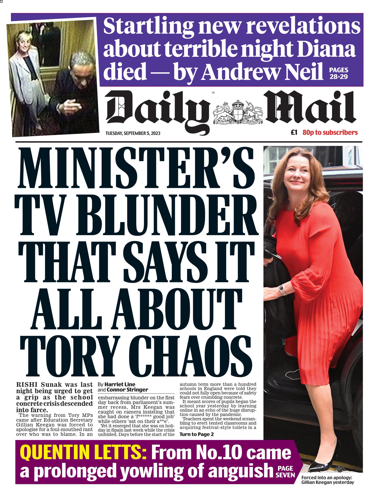 Daily Mail Front Page 5th Of September 2023 Tomorrow S Papers Today