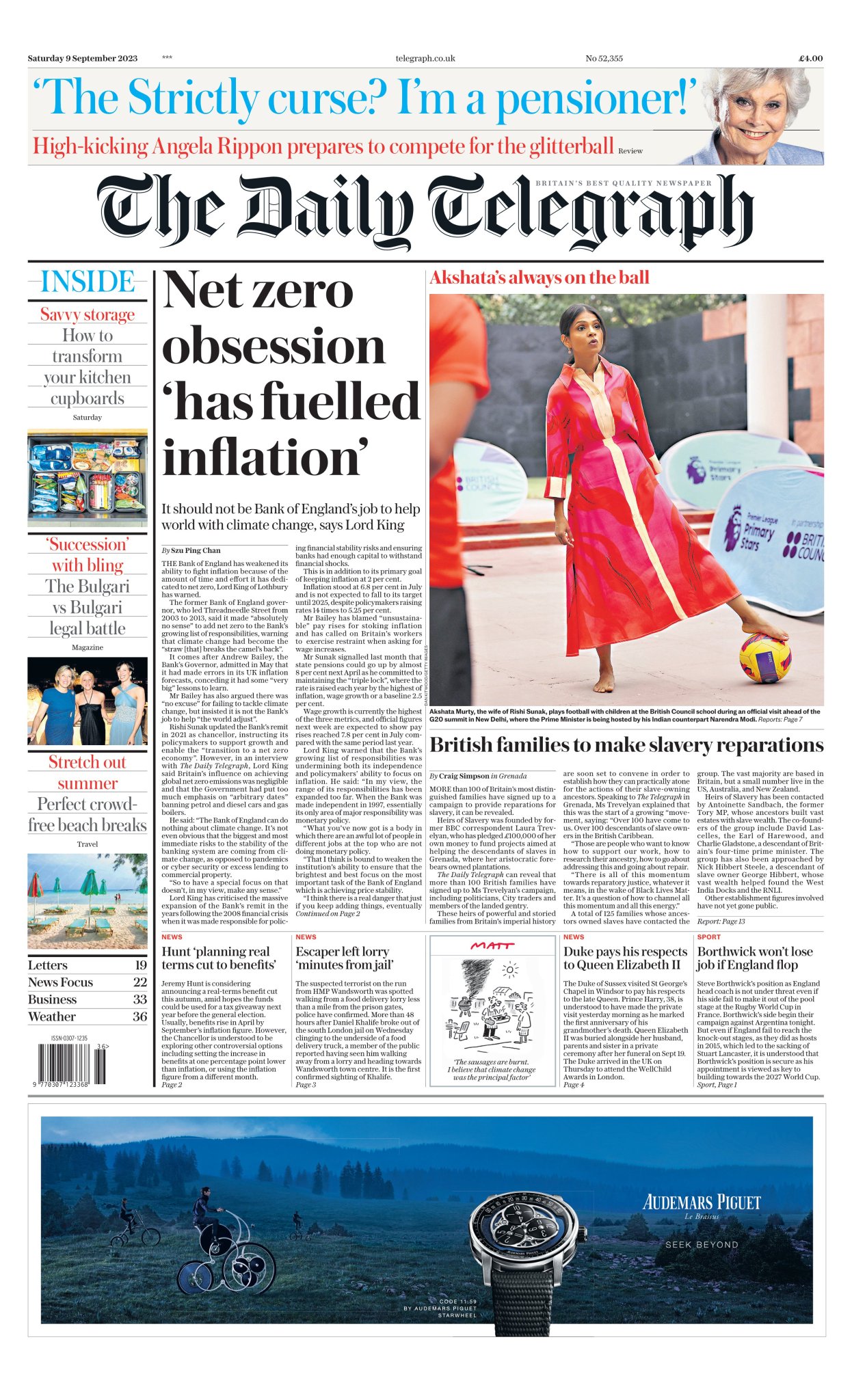 Daily Telegraph Front Page 9th Of September 2023 Tomorrows Papers Today 9037