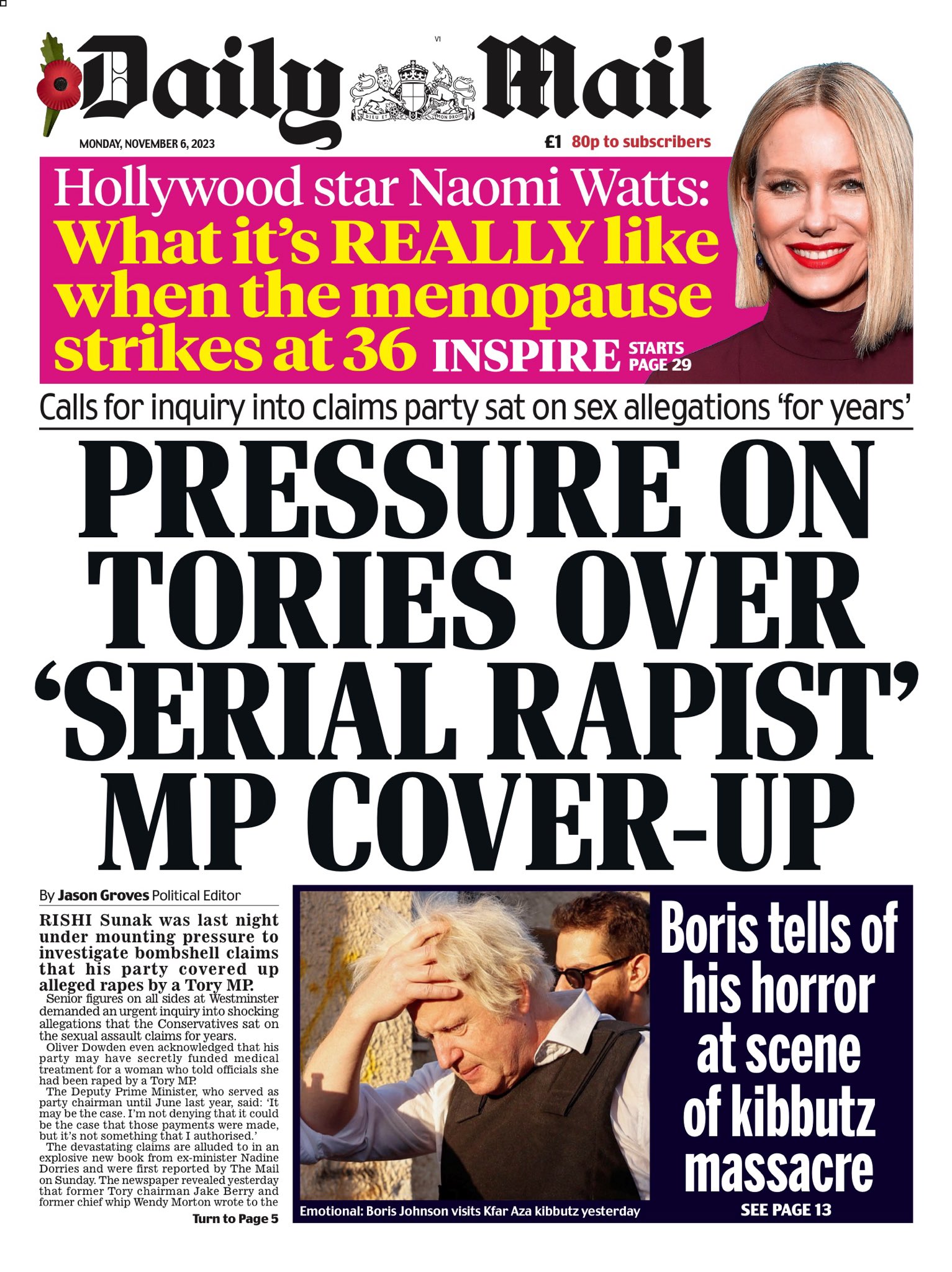 Daily Mail Front Page 6th Of November 2023 Tomorrow S Papers Today