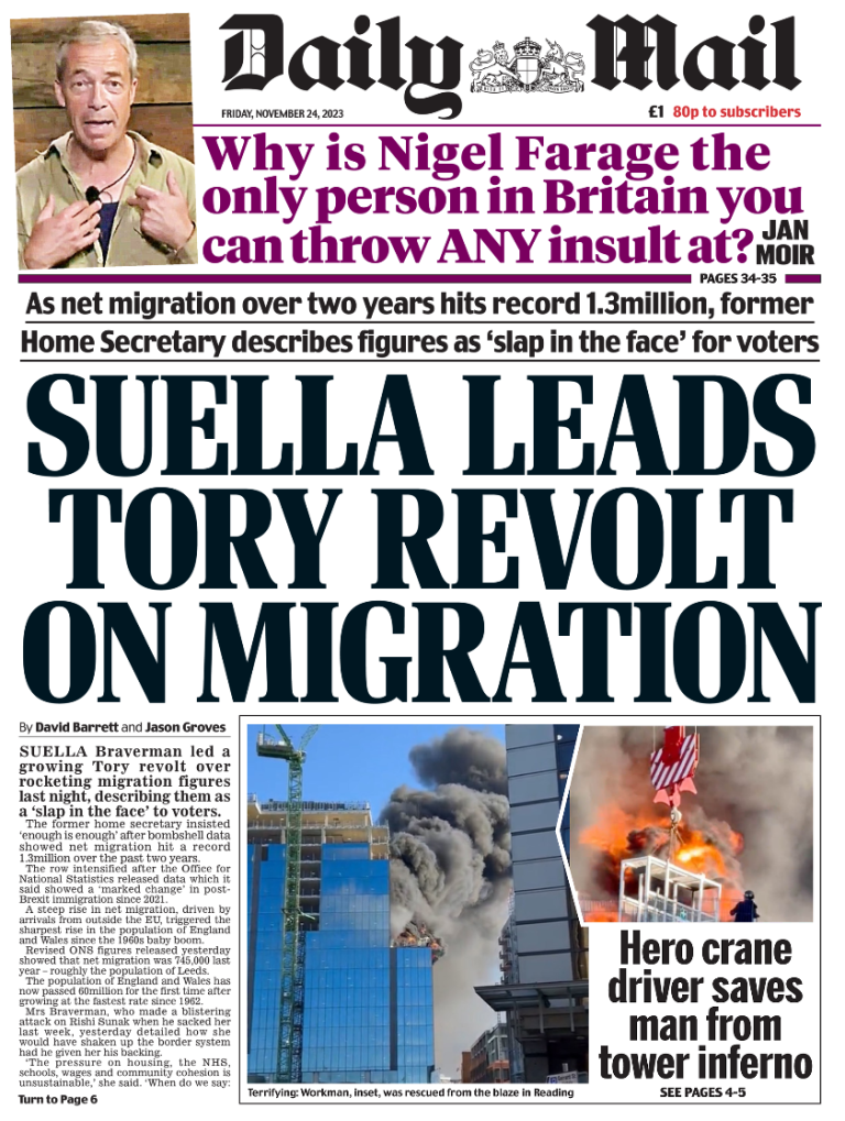 Daily Mail Front Page 24th of November 2023 Tomorrow's Papers Today!