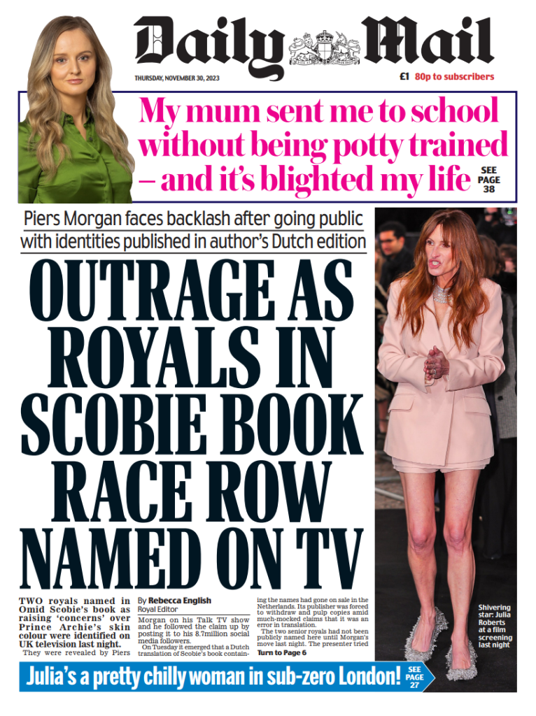 Daily Mail Front Page 30th of November 2023 Tomorrow's Papers Today!