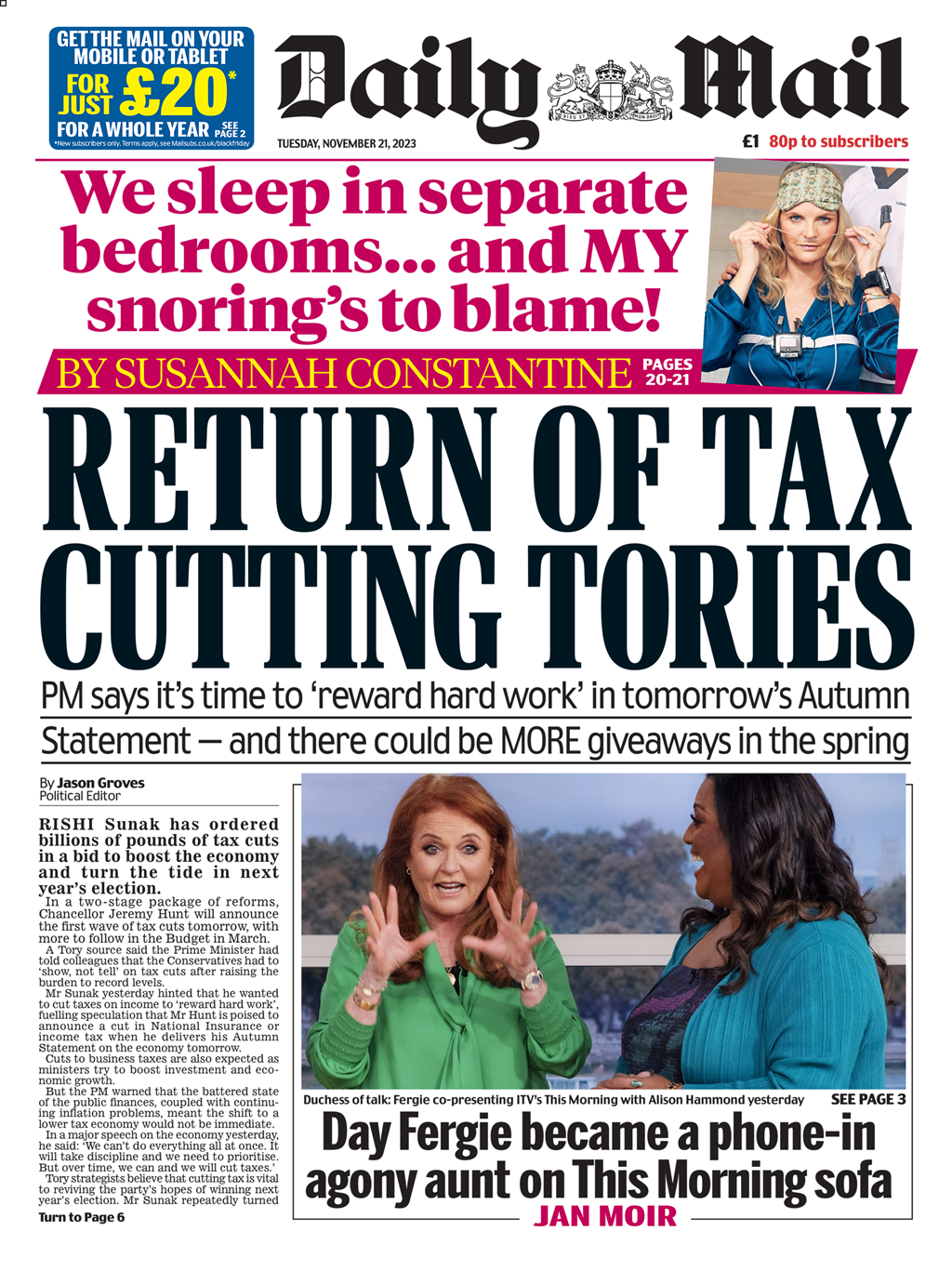 Daily Mail Front Page 21st of November 2023 Tomorrow's Papers Today!