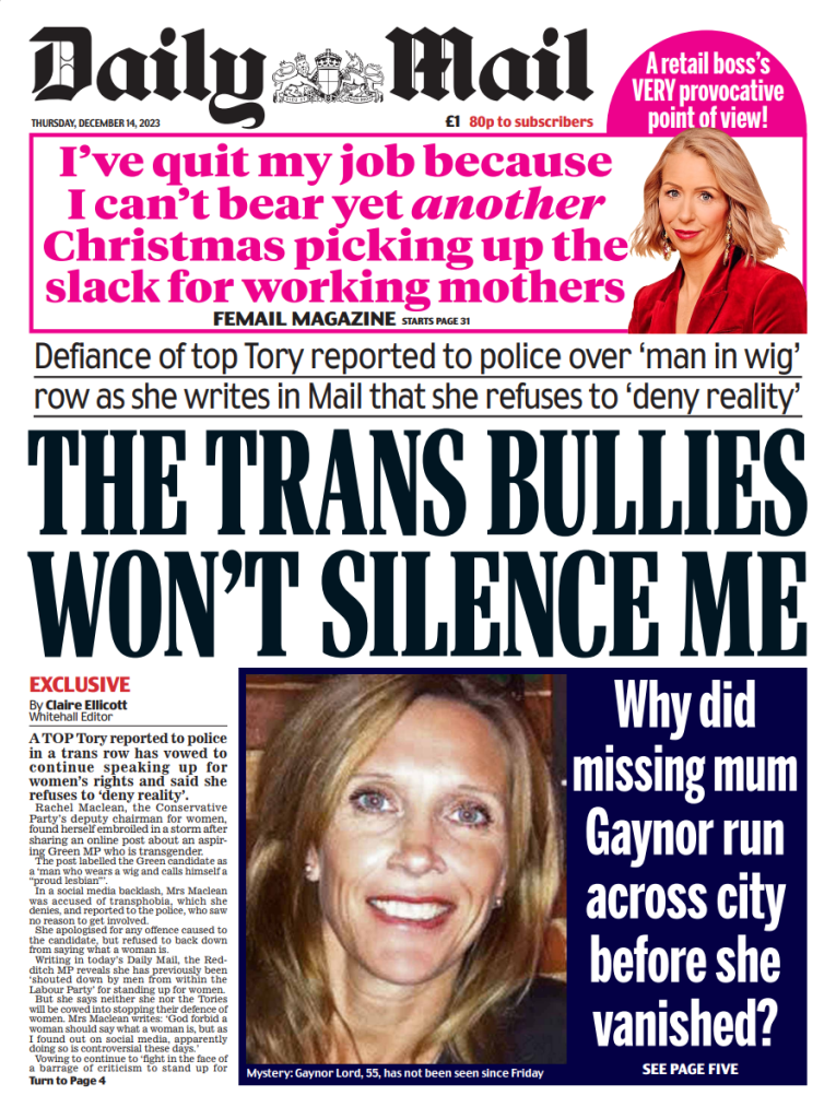 Daily Mail Front Page 14th Of December 2023 Tomorrows Papers Today