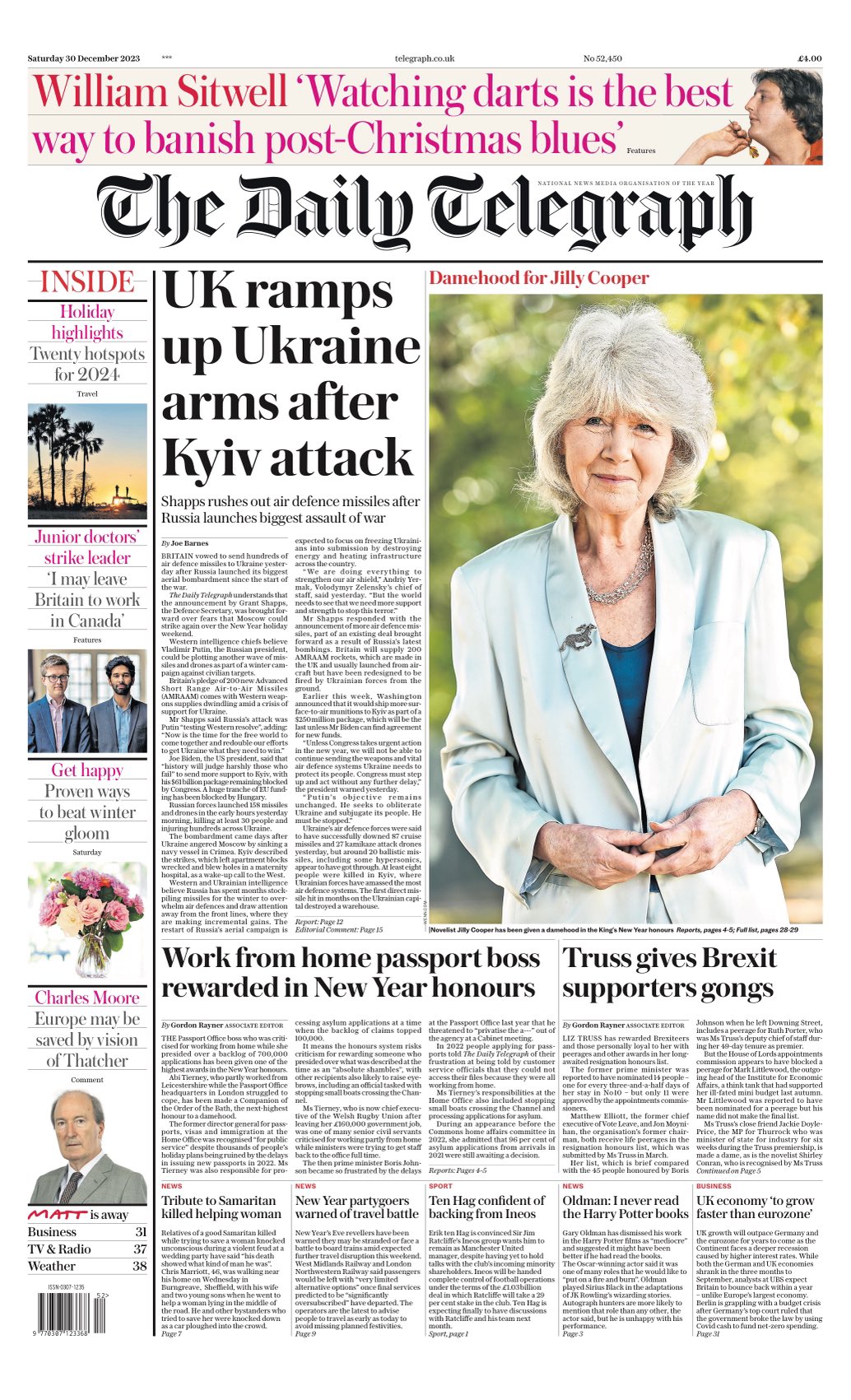 Daily Telegraph Front Page 30th Of December 2023 Tomorrow S Papers Today