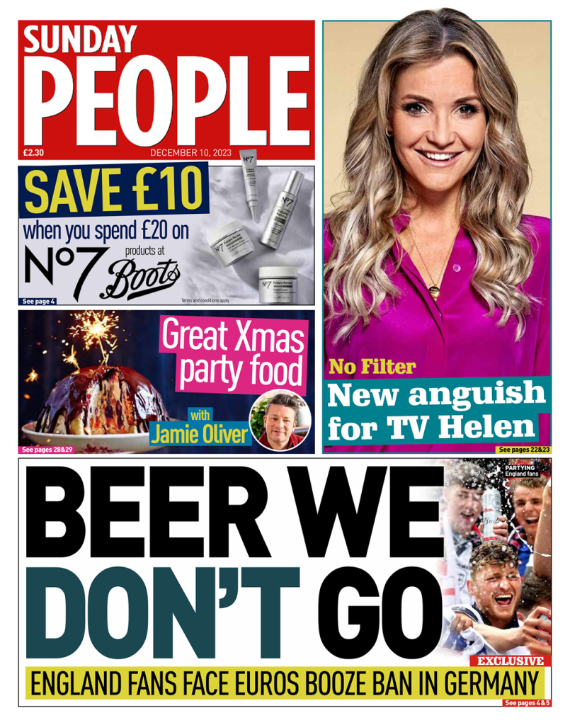 Sunday People Front Page 10th Of December 2023 Tomorrows Papers Today