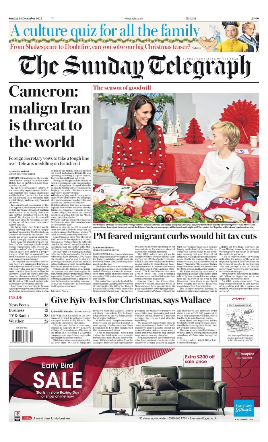 Sunday Telegraph Front Page 24th of December 2023 - Tomorrow's Papers ...