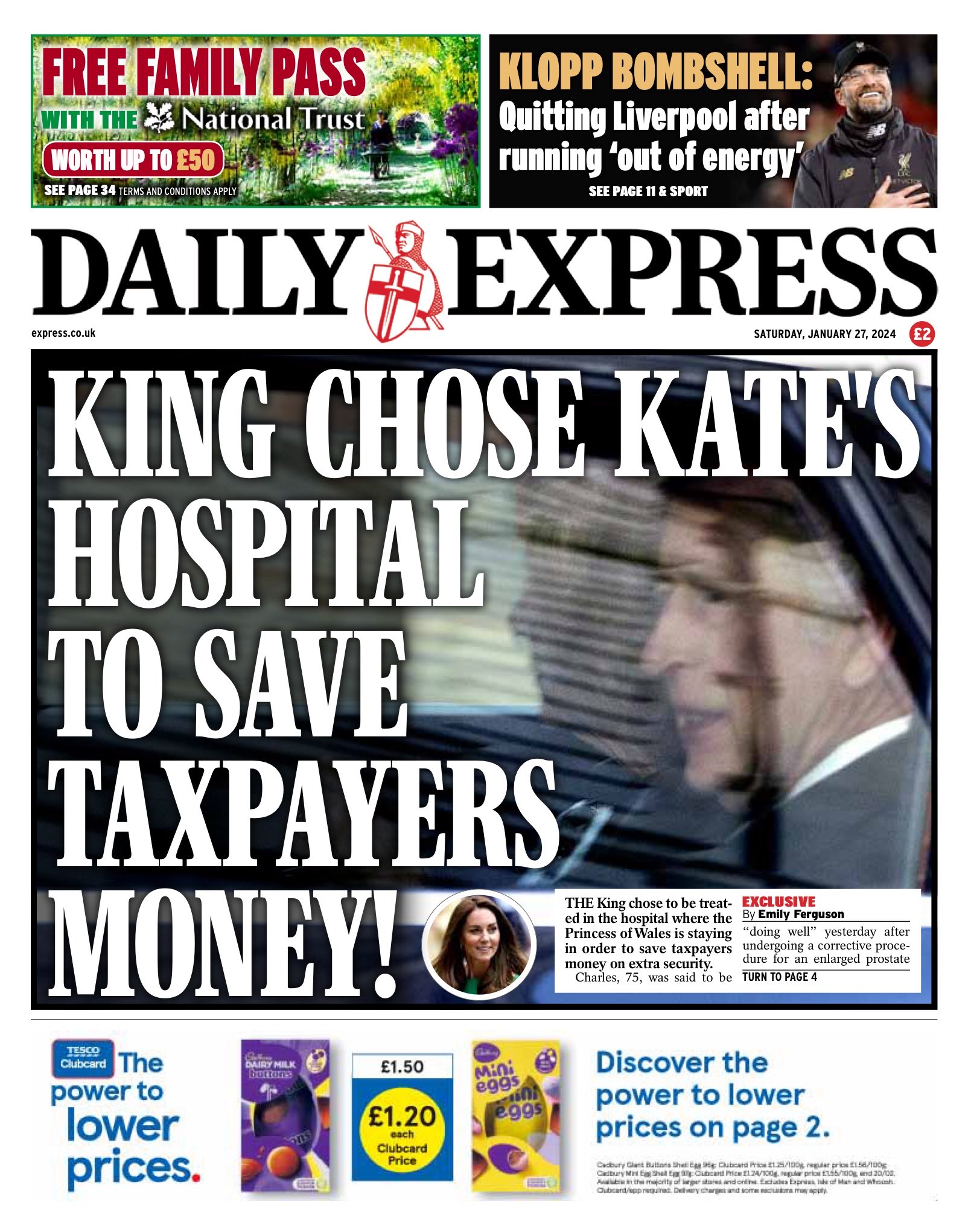 Daily Express Front Page 27th Of January 2024 Tomorrows Papers Today 