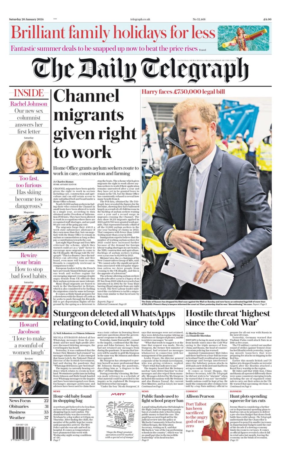 Daily Telegraph Front Page 20th Of January 2024 Tomorrow S Papers Today   Daily Telegraph 11 934x1536 