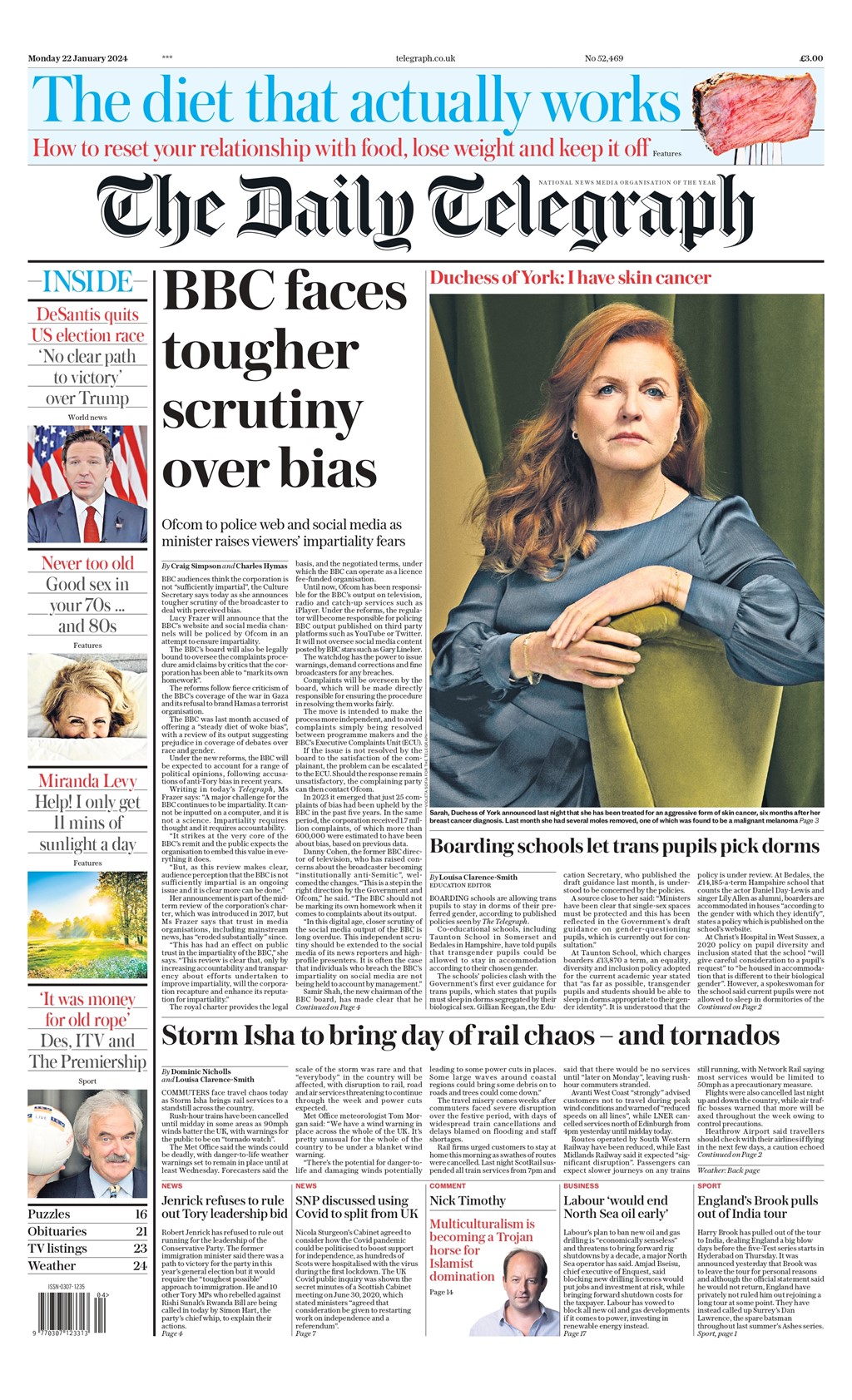Daily Telegraph Front Page Nd Of January Tomorrow S Papers Today