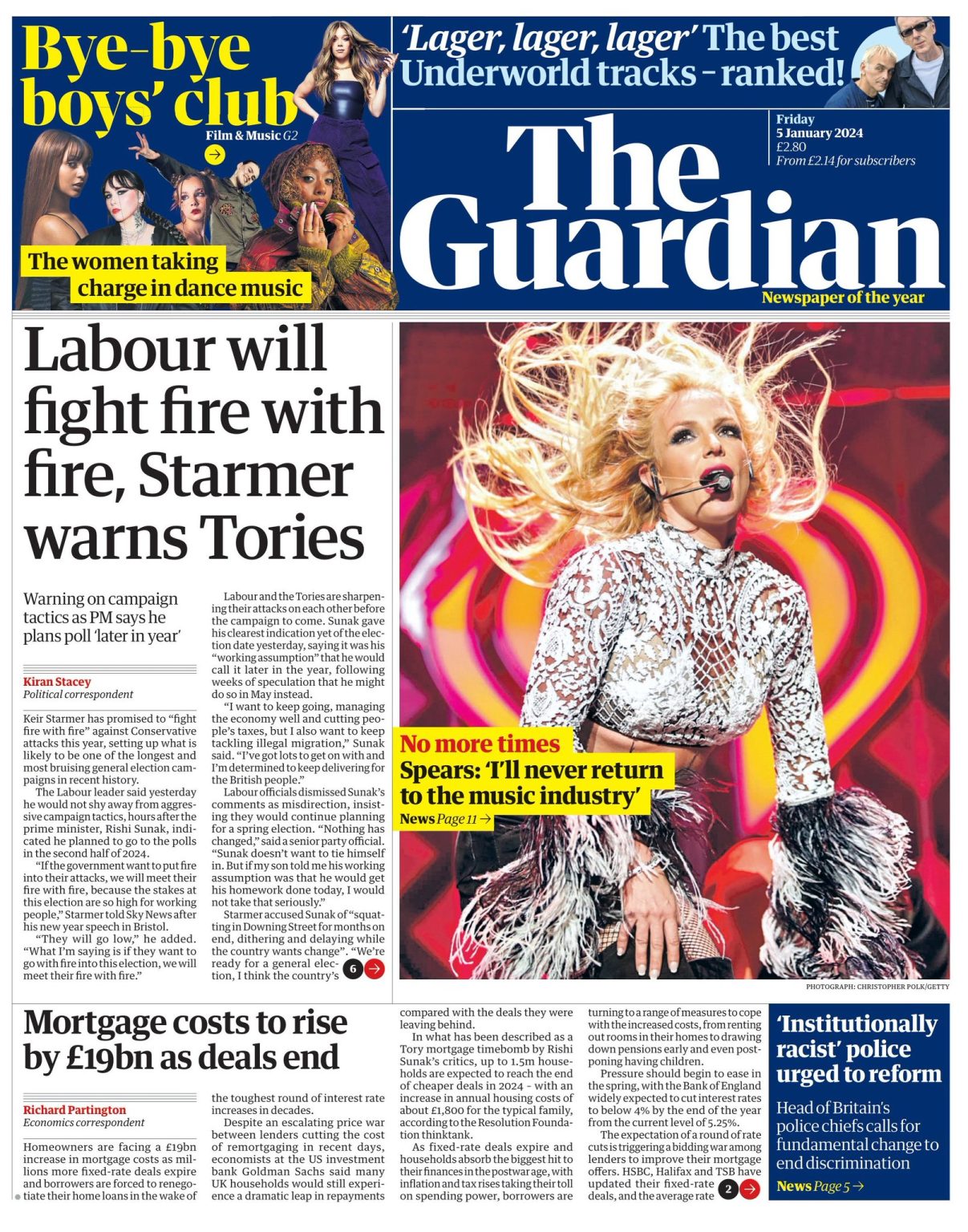 Guardian Front Page 5th of January 2024 Tomorrow's Papers Today!