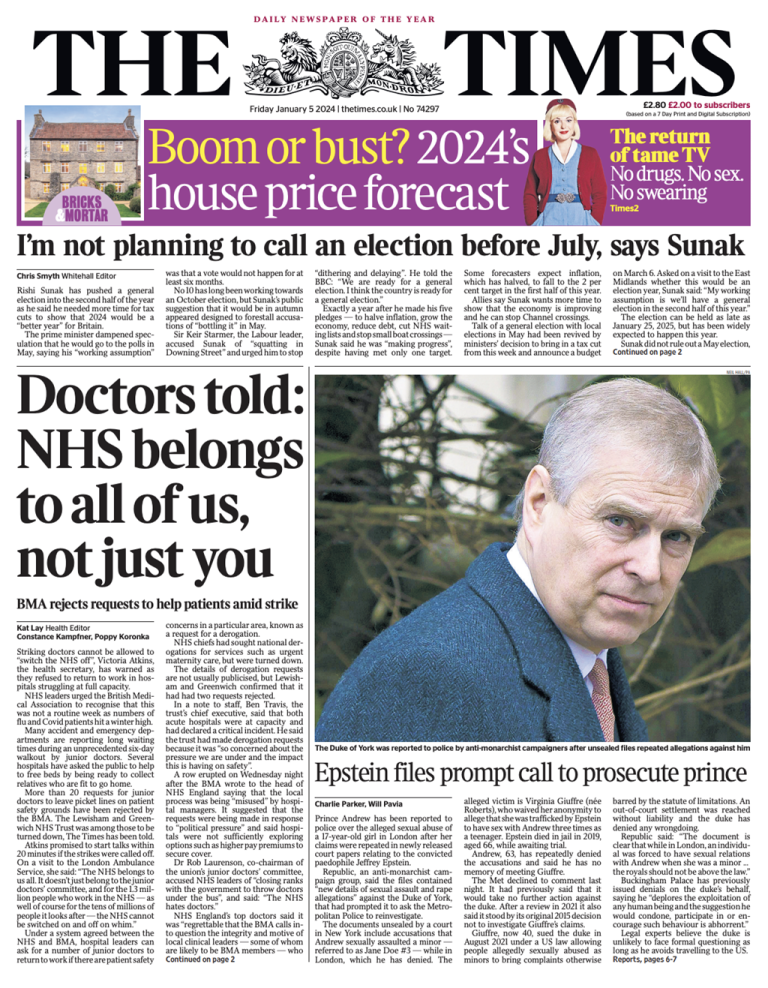 Times Front Page 5th Of January 2024 Tomorrow S Papers Today   Times 2 768x988 