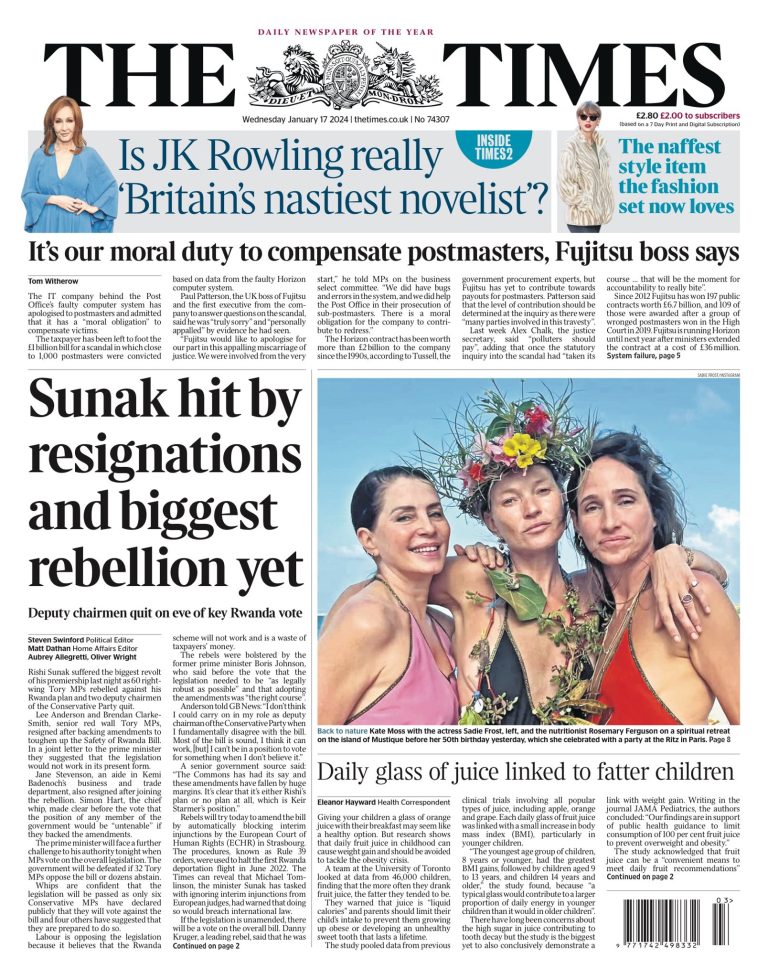 Times Front Page 17th Of January 2024 Tomorrow S Papers Today   Times 7 768x978 