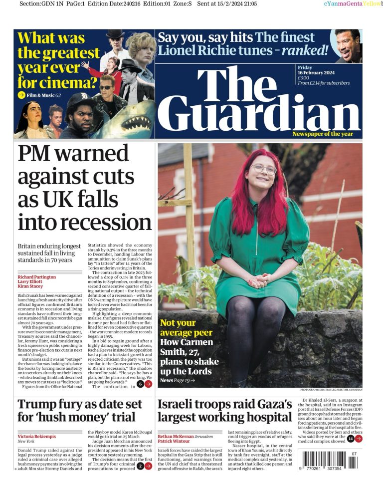 Guardian Front Page 16th Of February 2024 Tomorrow S Papers Today   Guardian 10 768x978 