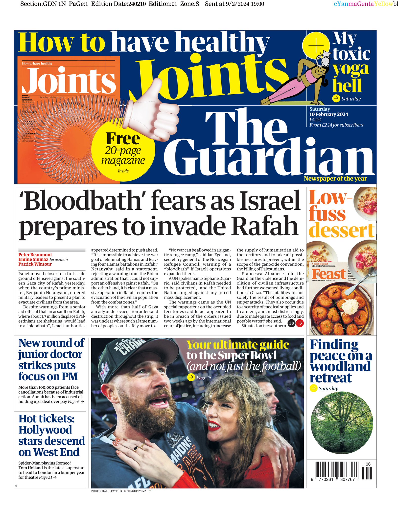Guardian Front Page 10th of February 2024 Tomorrow's Papers Today!