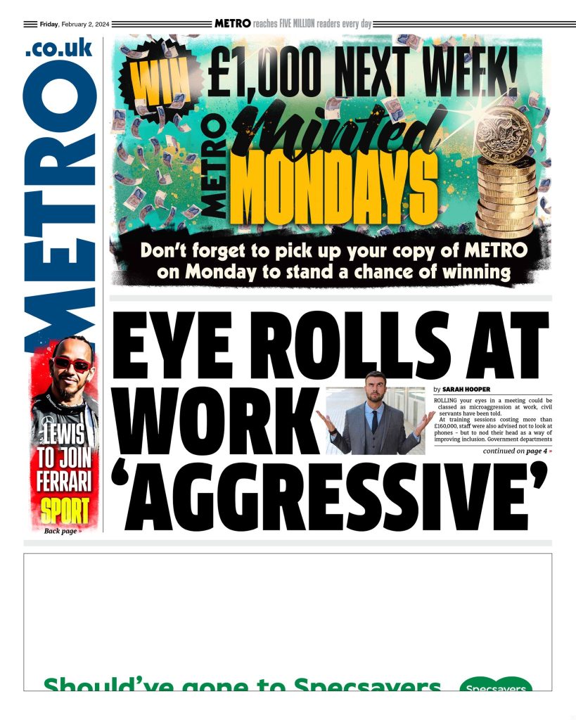 Metro Front Page 2nd Of February 2024 Tomorrow S Papers Today   Metro 819x1024 