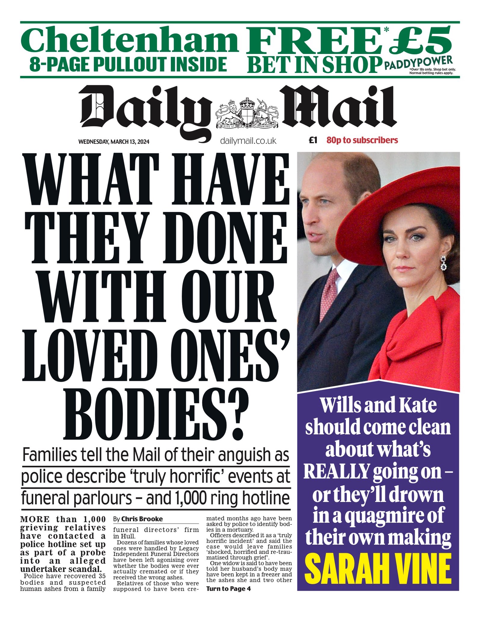 Daily Mail Front Page 13th of March 2024 Tomorrow's Papers Today!