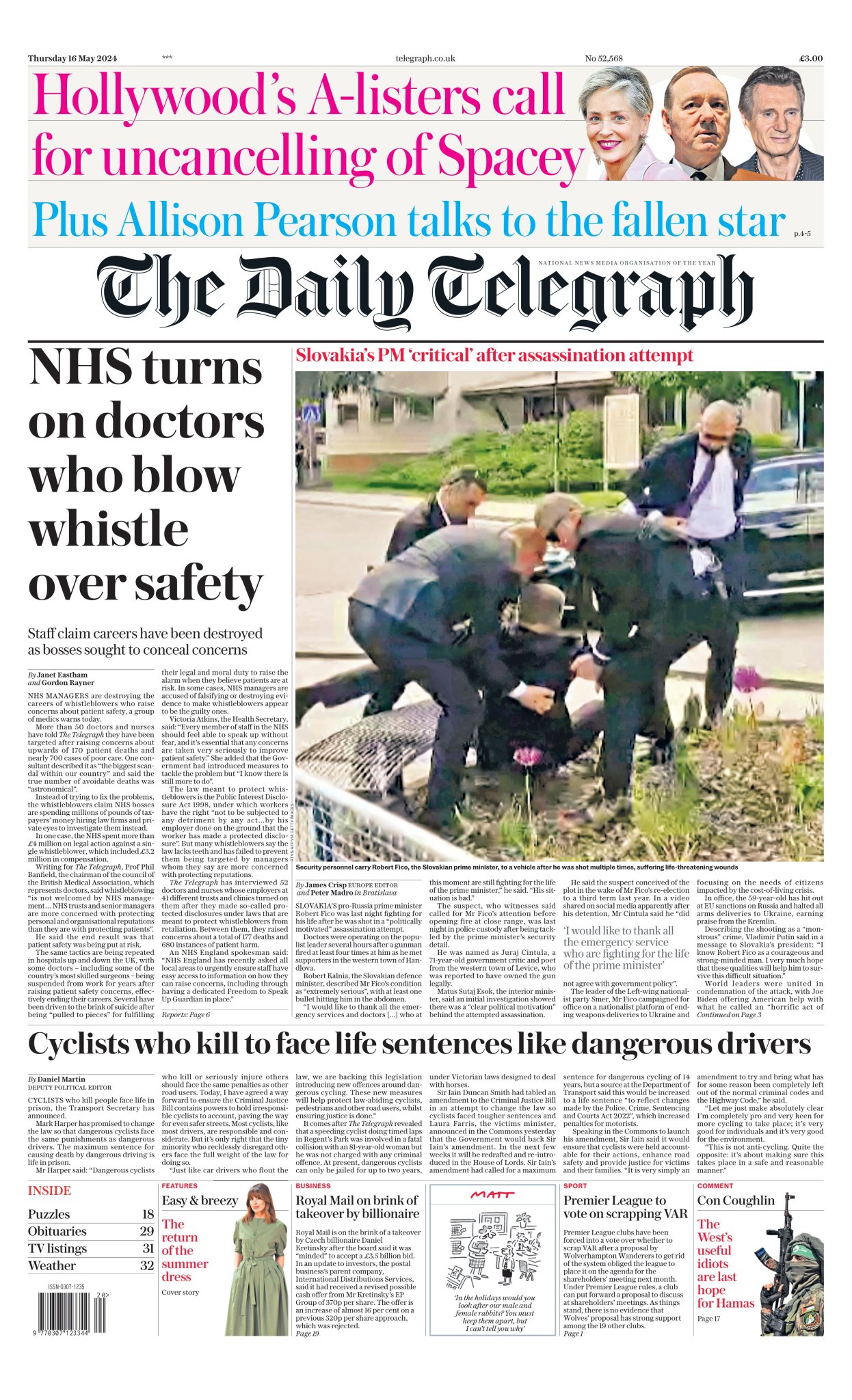 Daily Telegraph Front Page 16th Of May 2024 Tomorrows Papers Today