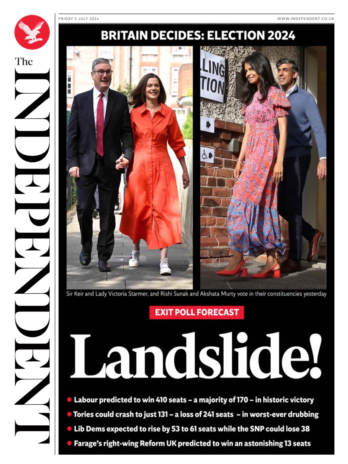 Independent Front Page 5th of July 2024 Tomorrow's Papers Today!