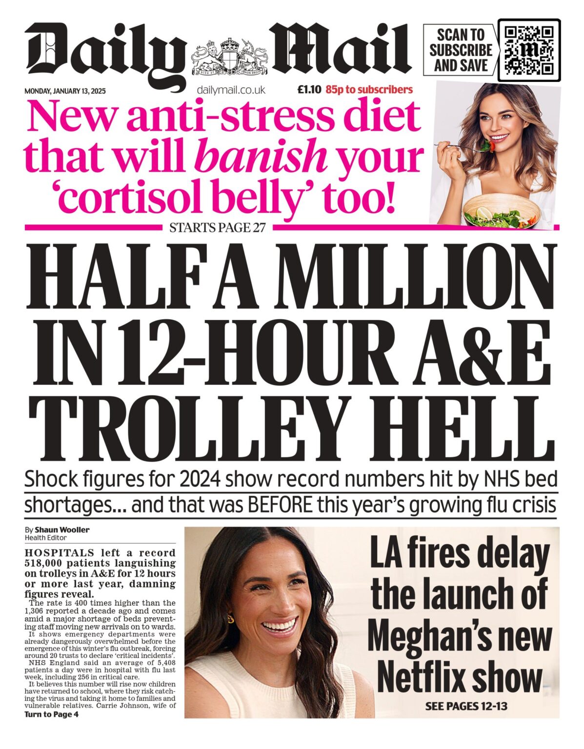 Daily Mail Front Page 13th of January 2025 Tomorrow's Papers Today!